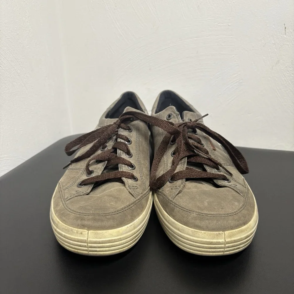 Ecco Soft 7  Men's Green/Brown Nubuck Leather Shoes‎ Casual Sneakers Size 10